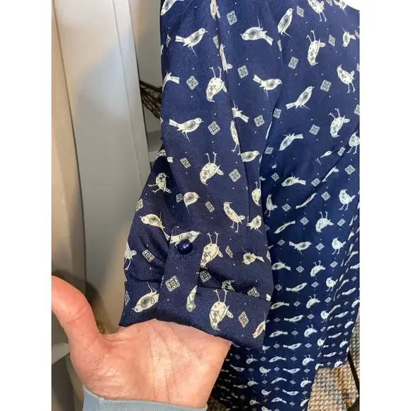 Lily Rose size Medium GUC Blue GUC Lined Dress with Birds Button Closure - Picture 8 of 12